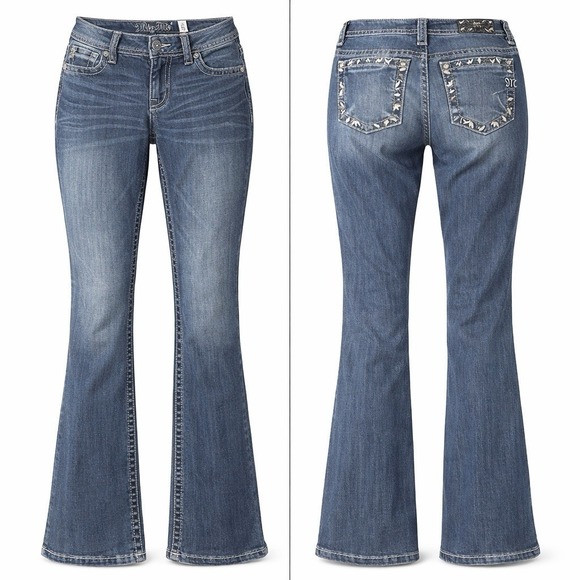 Miss Me Boot WOMENS 26 JEANS THICK STITCH RHINESTONE WHISKERING - Picture 2 of 9